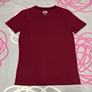 Hollister Burgundy Logo Icon Crew T-Shirt